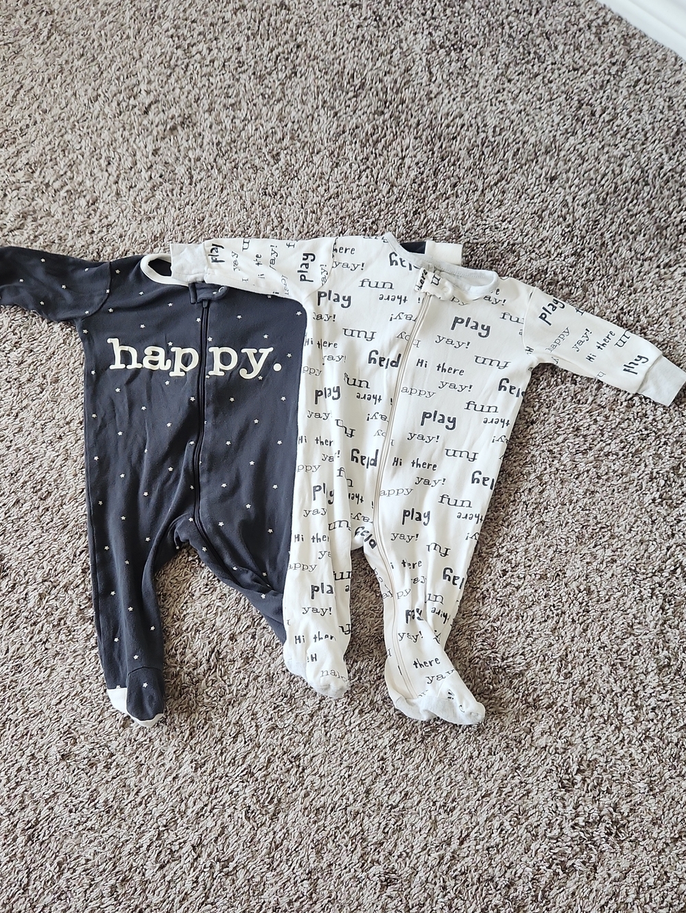 wonder nation Navy 'happy' Footie and Ivory Play-Print One-Piece Set